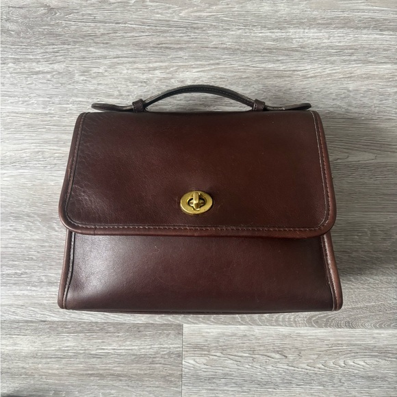 Coach Handbags - Vintage  1997 Coach 9870 Court Top Handle Leather Bag Dark Brown Crossbody Bag